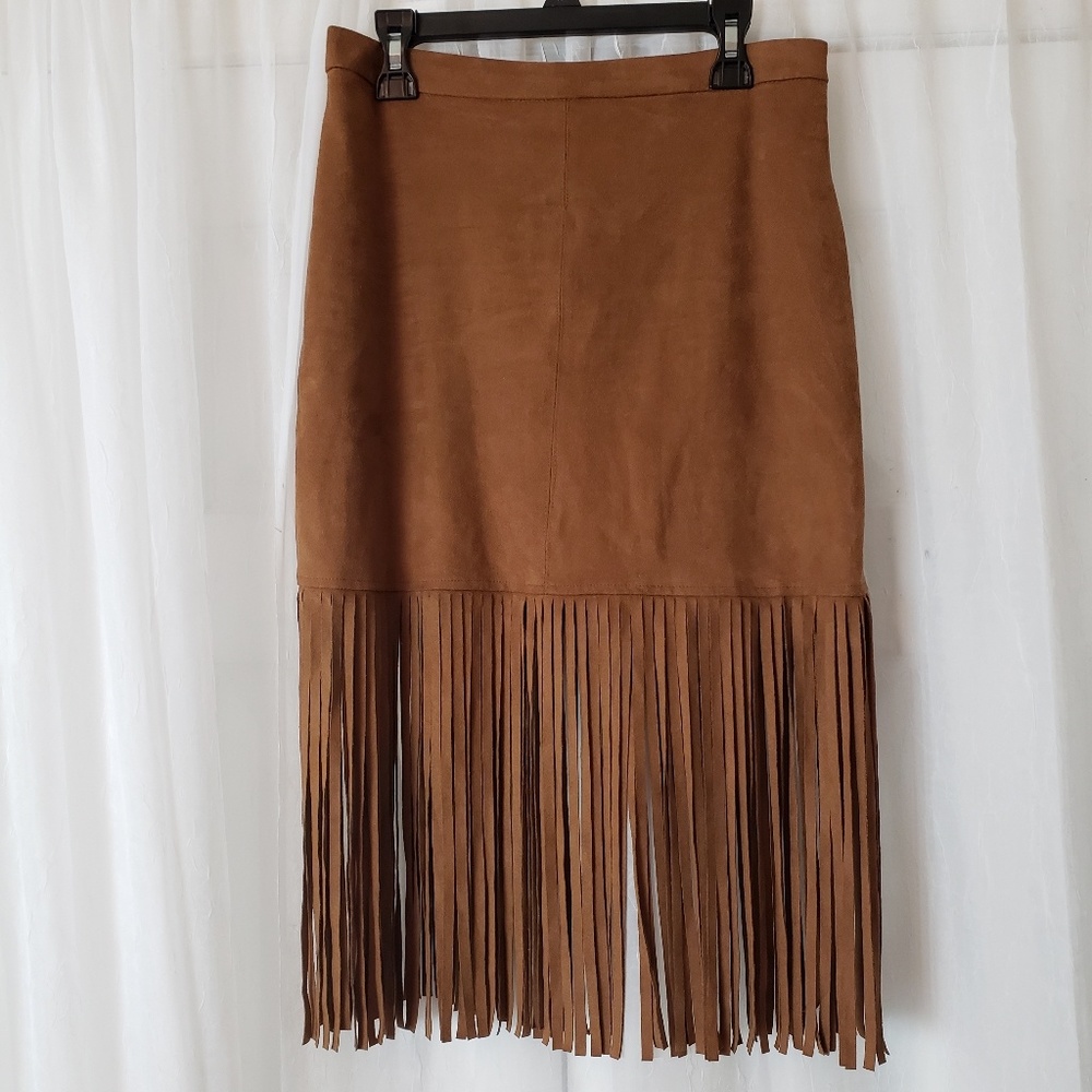 Forever 21 Suede Mini Skirt Tassels Size Small